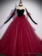 Burgundy  Tulle Long Prom Dress A line Burgundy Graduation Dresses